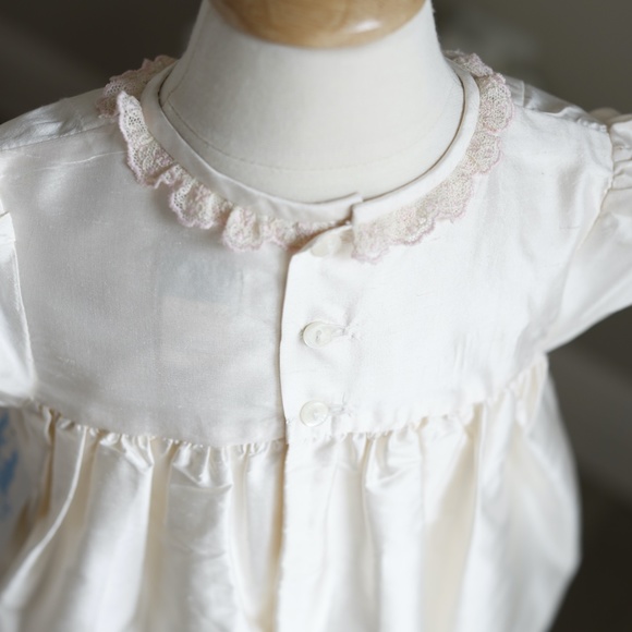 Ivory Silk Dress ELEGANT Pink Trim FLOWER GIRL Special Occasion Luli & Me NWT - Picture 4 of 11